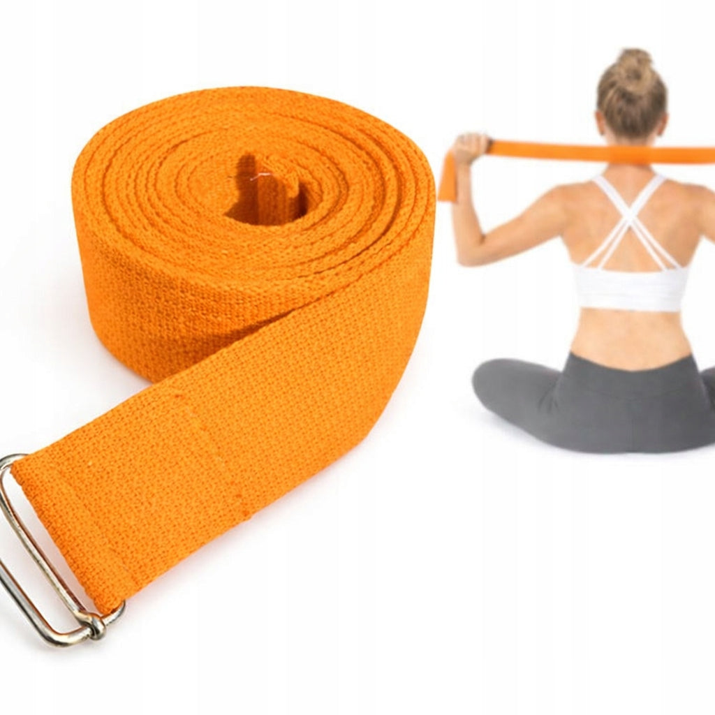 Cotton yoga strap orange 4cm x 2,8m for exercise and stretching