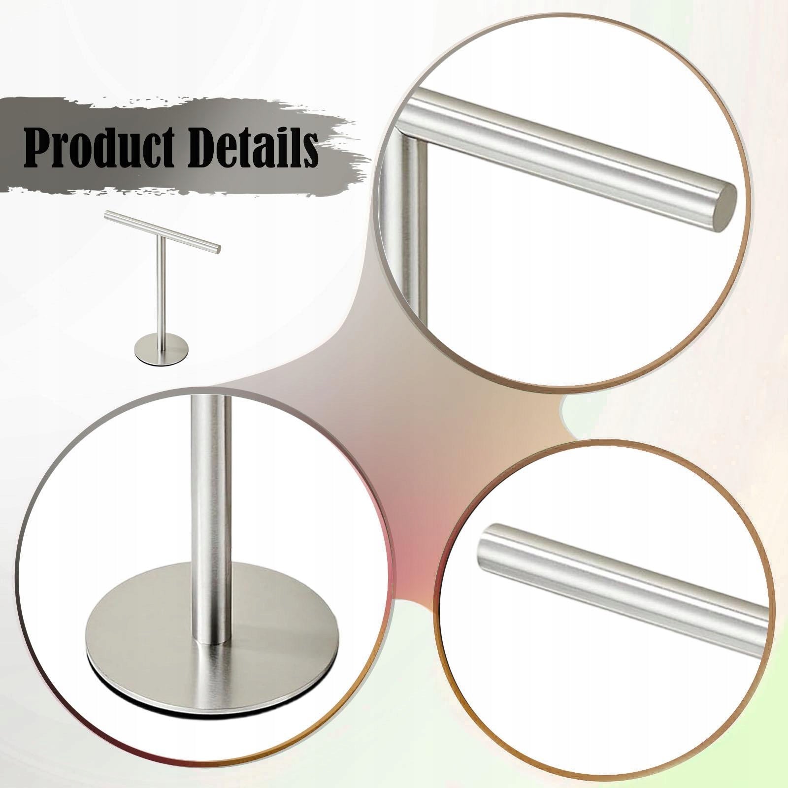 Countertop Towel Rack Versatile Towel Bar Hanger for Cabinet Silver Round Packaging status original