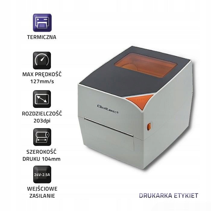 Courier Label Printer 10x15 Qoltec 50245 4" 104mm 127 mm/s USB Manufacturer code 50245