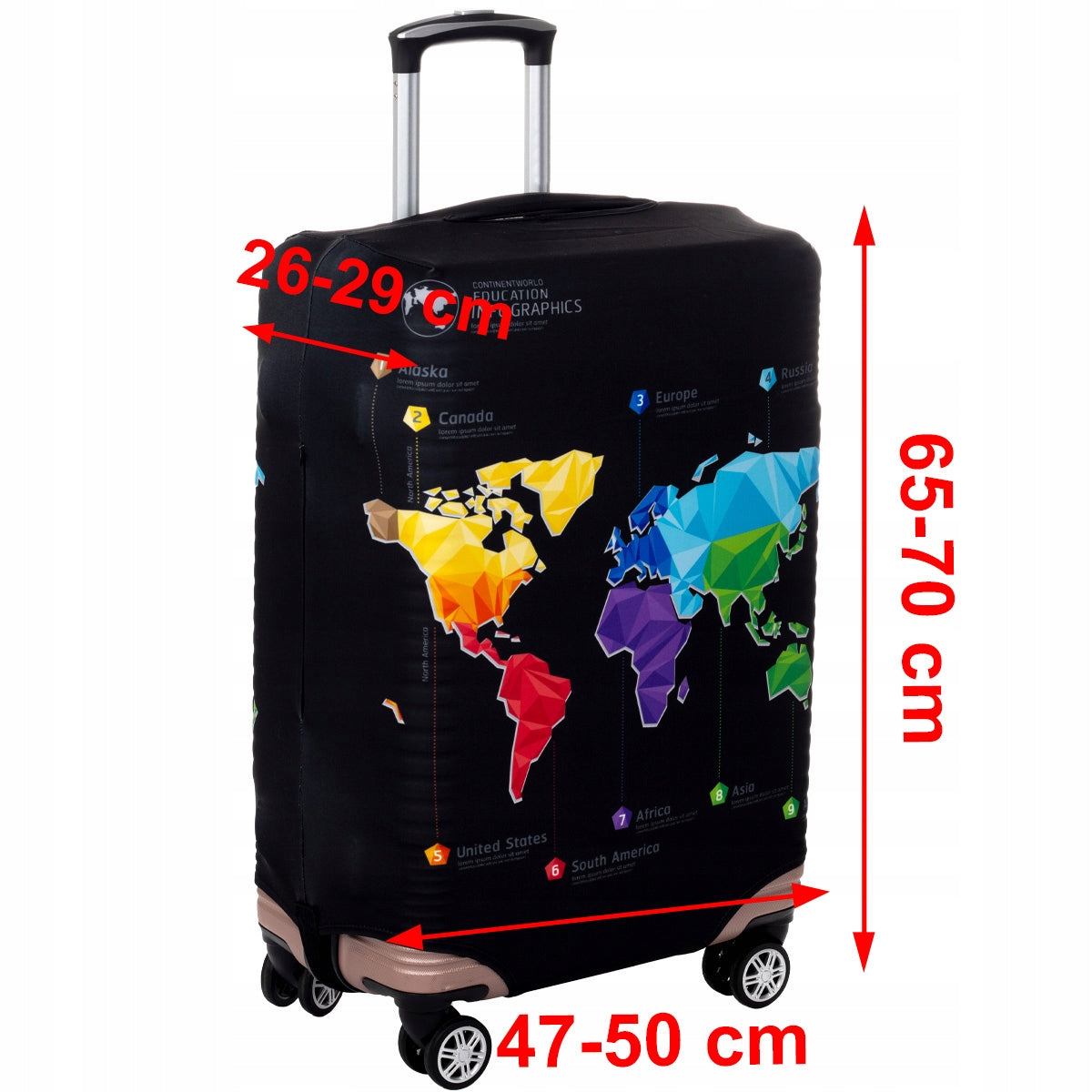Cover Domzpaneli 70 x 50 x 29 cm black Manufacturer code Pokrowiec Na Walizkę Elastyczny Spandex Mapa
