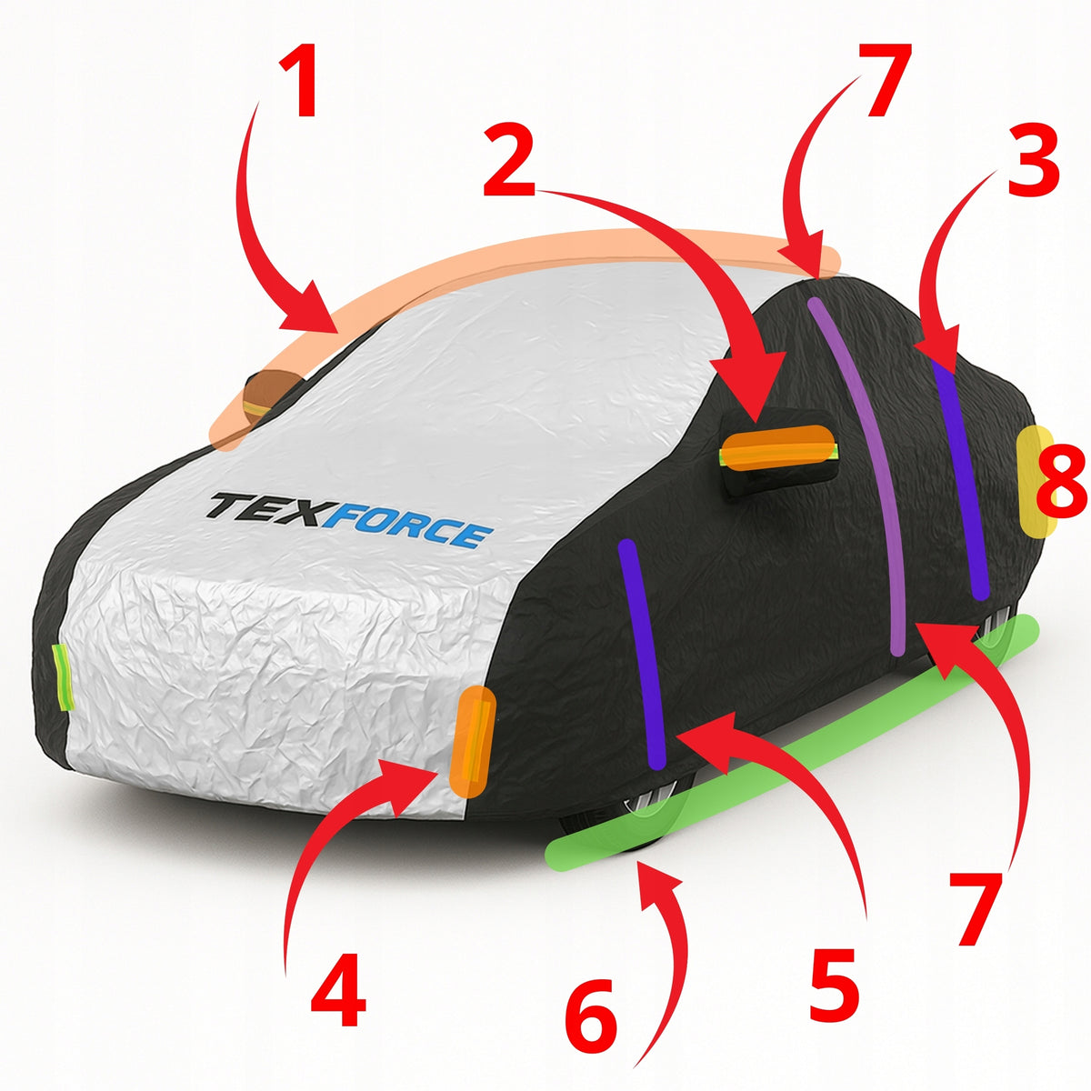 Cover for hatchback car 430x180x120 cm TEXFORCE, UV protection Manufacturer's catalog number CCHCSI1_PIL