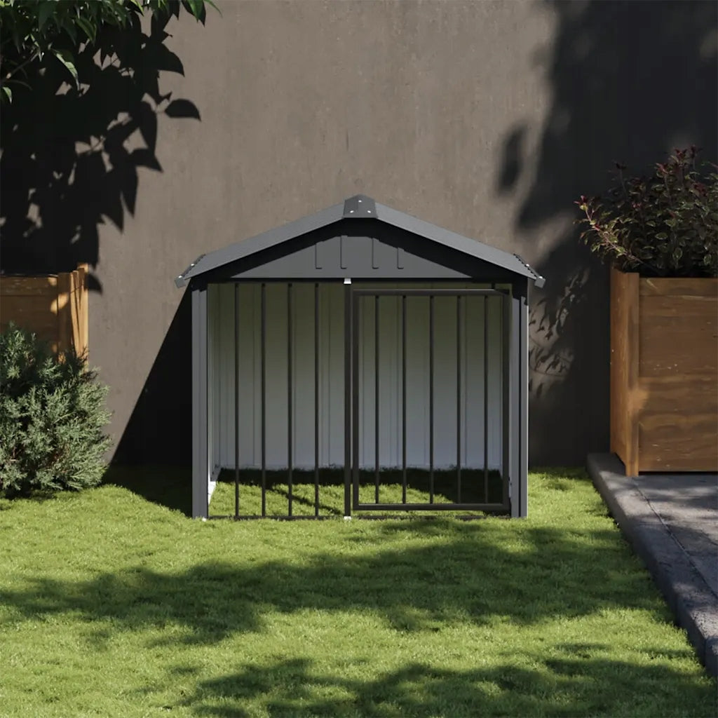 Covered dog playpen in galvanized steel, black, 117x103x102 cm Packaging status original