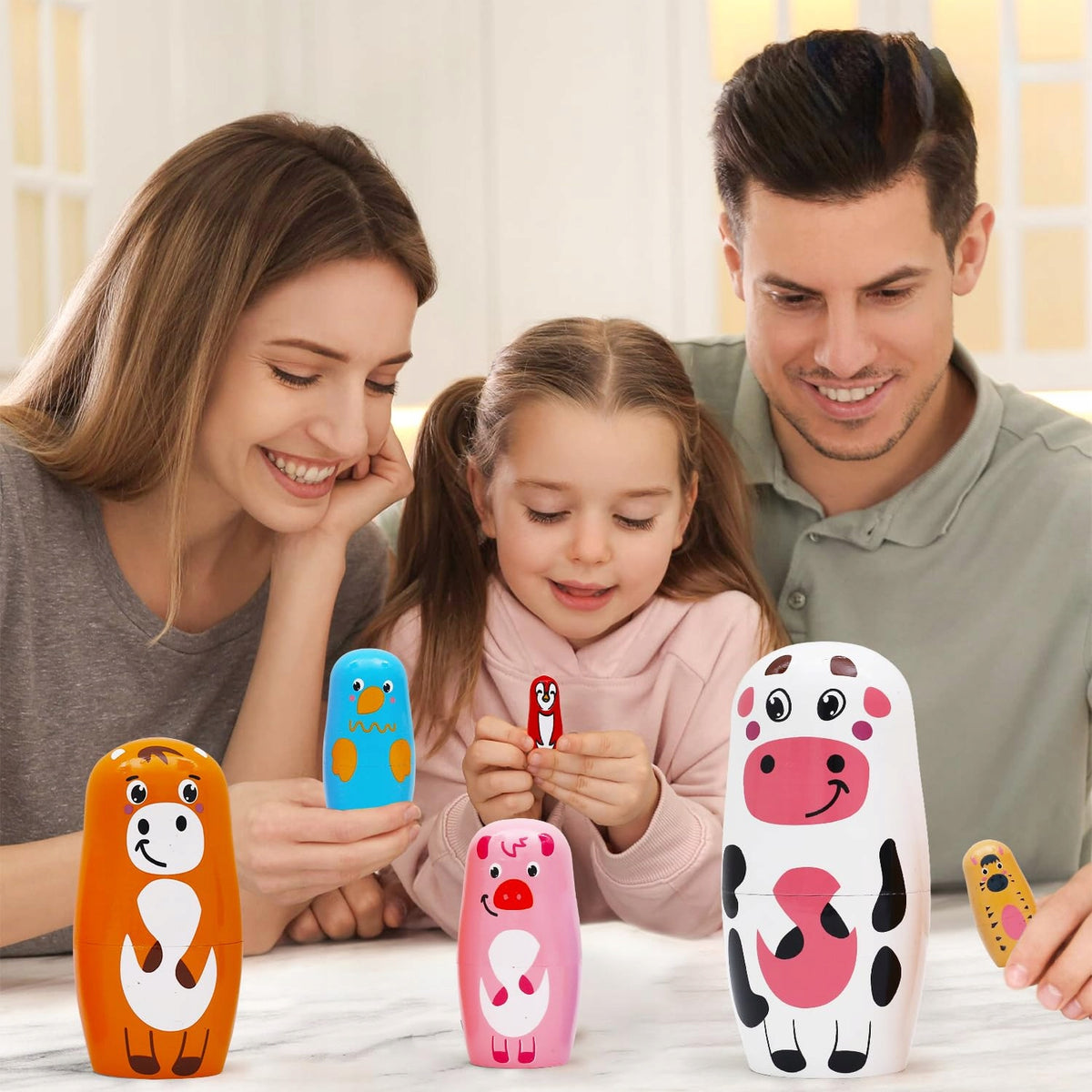 Cow Matryoshka Lalka Child 6pcs MATRYOSHKA WOODEN animal figure EAN (GTIN) 0737041860378
