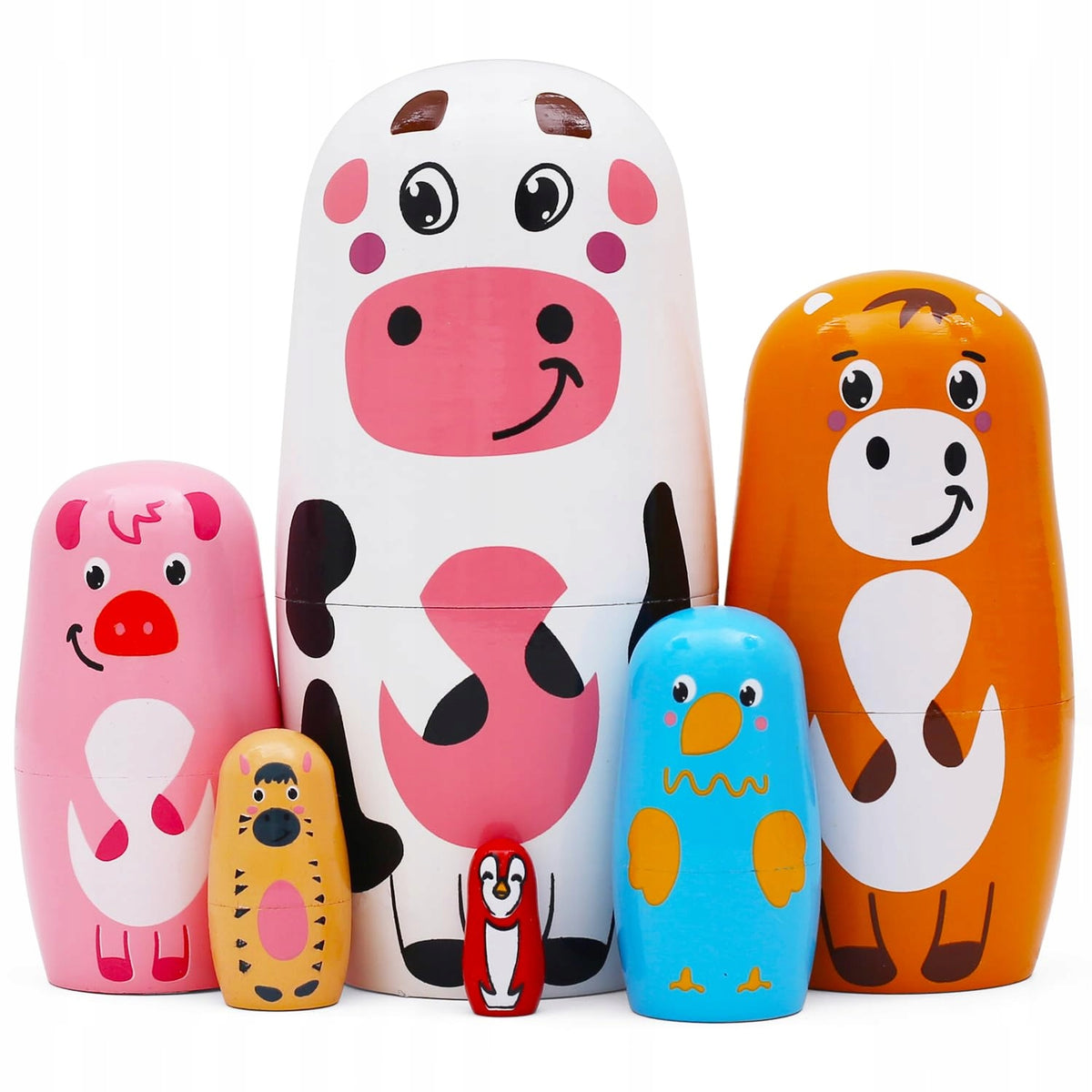 Cow Matryoshka Lalka Child 6pcs MATRYOSHKA WOODEN animal figure