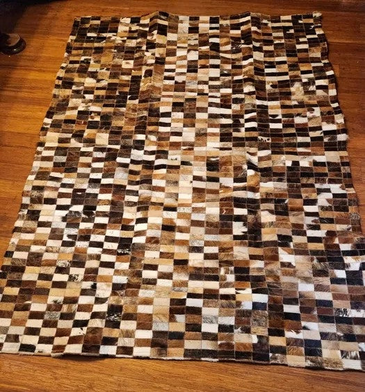 Cow leather carpet Patchwork 195 cm x 145 cm