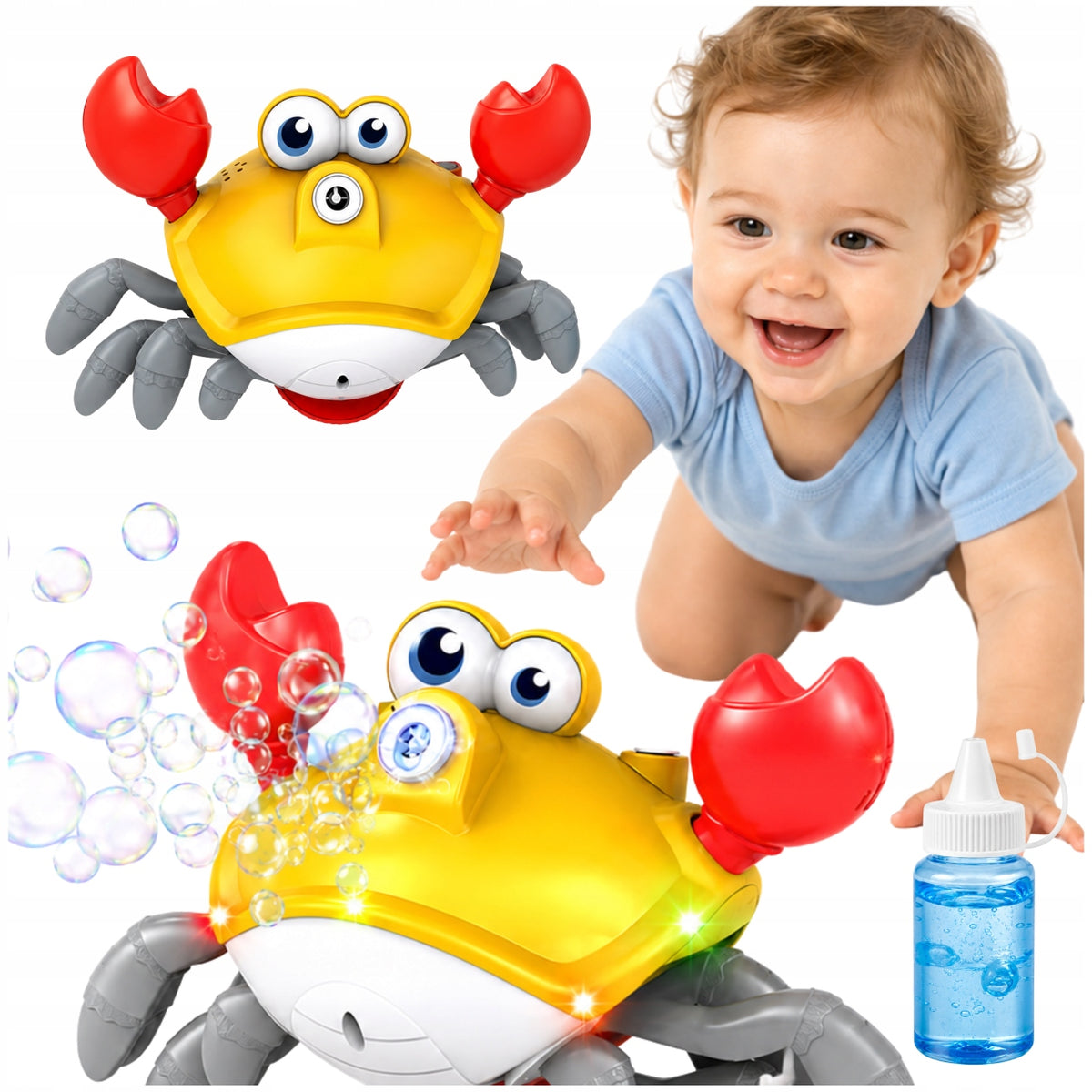 Crab Soap Bubbles Interactive Walking 3 MODES Music Toy for Kids