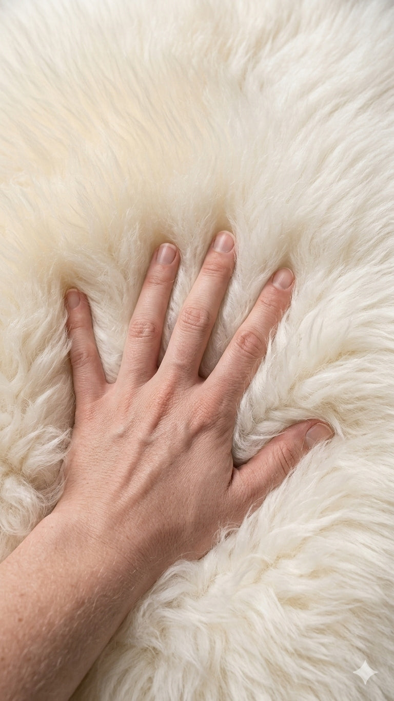 Cream Carpet with Natural Sheepskin Fur Bedspread 130x70cm B.Large Packaging status original