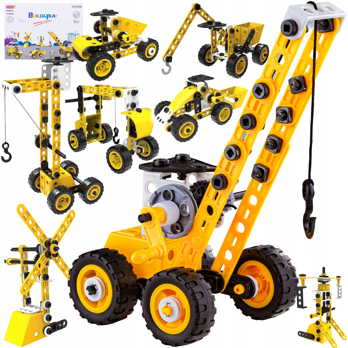 Creative Building Blocks for Children Machines 8in1 Moving Elements 100e Color yellow