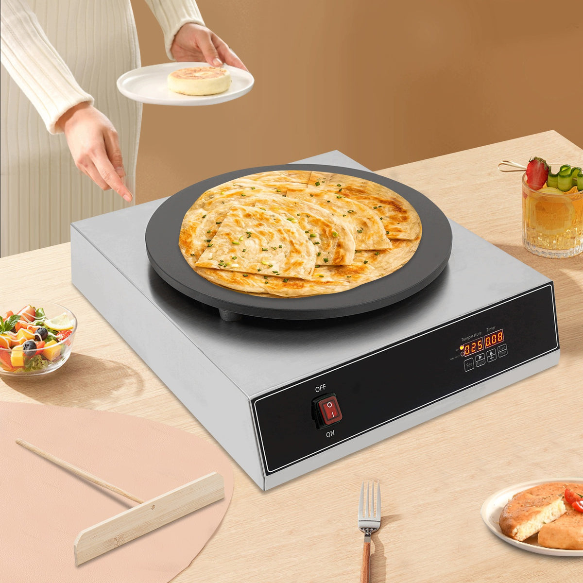Crepe Maker 2800W 40CM Digital Timer 32-570°F Stainless Steel Manufacturer code QC971