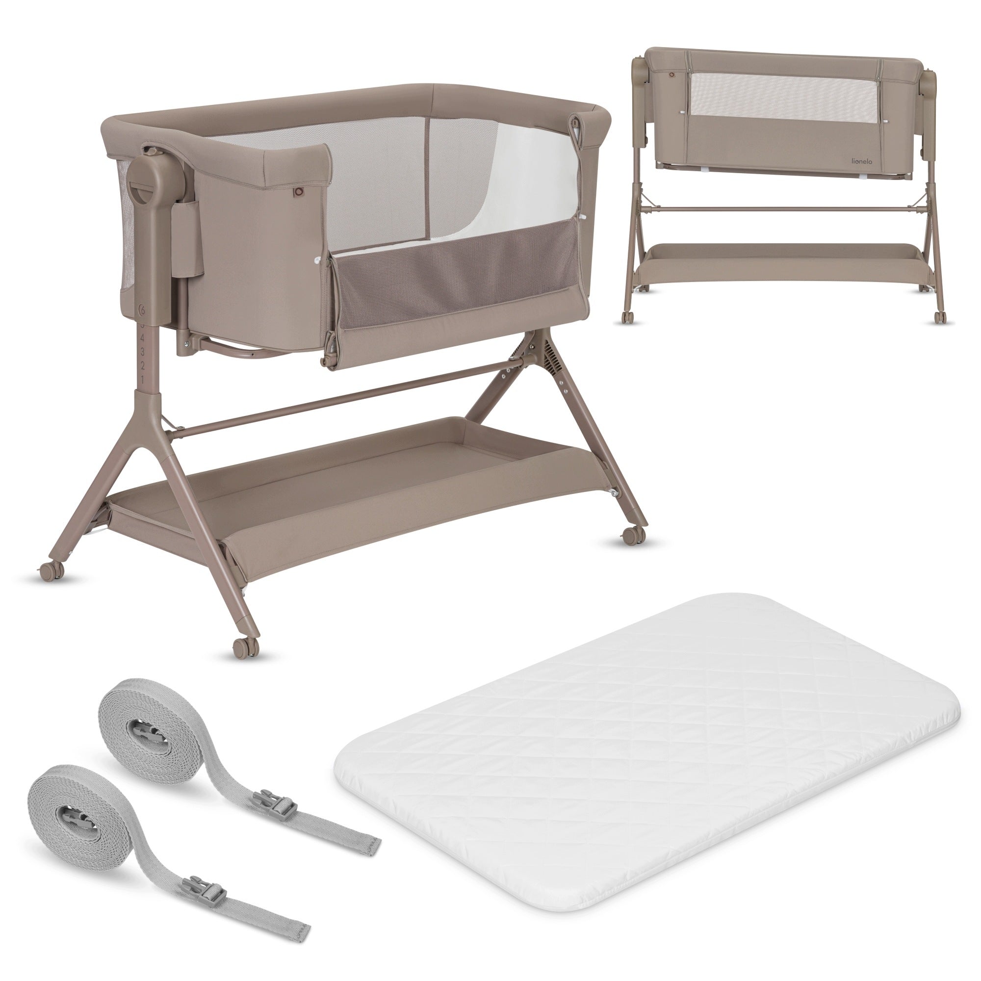 Crib cradle LIONELO LEONIE PLUS 3in1 Baby crib taupe