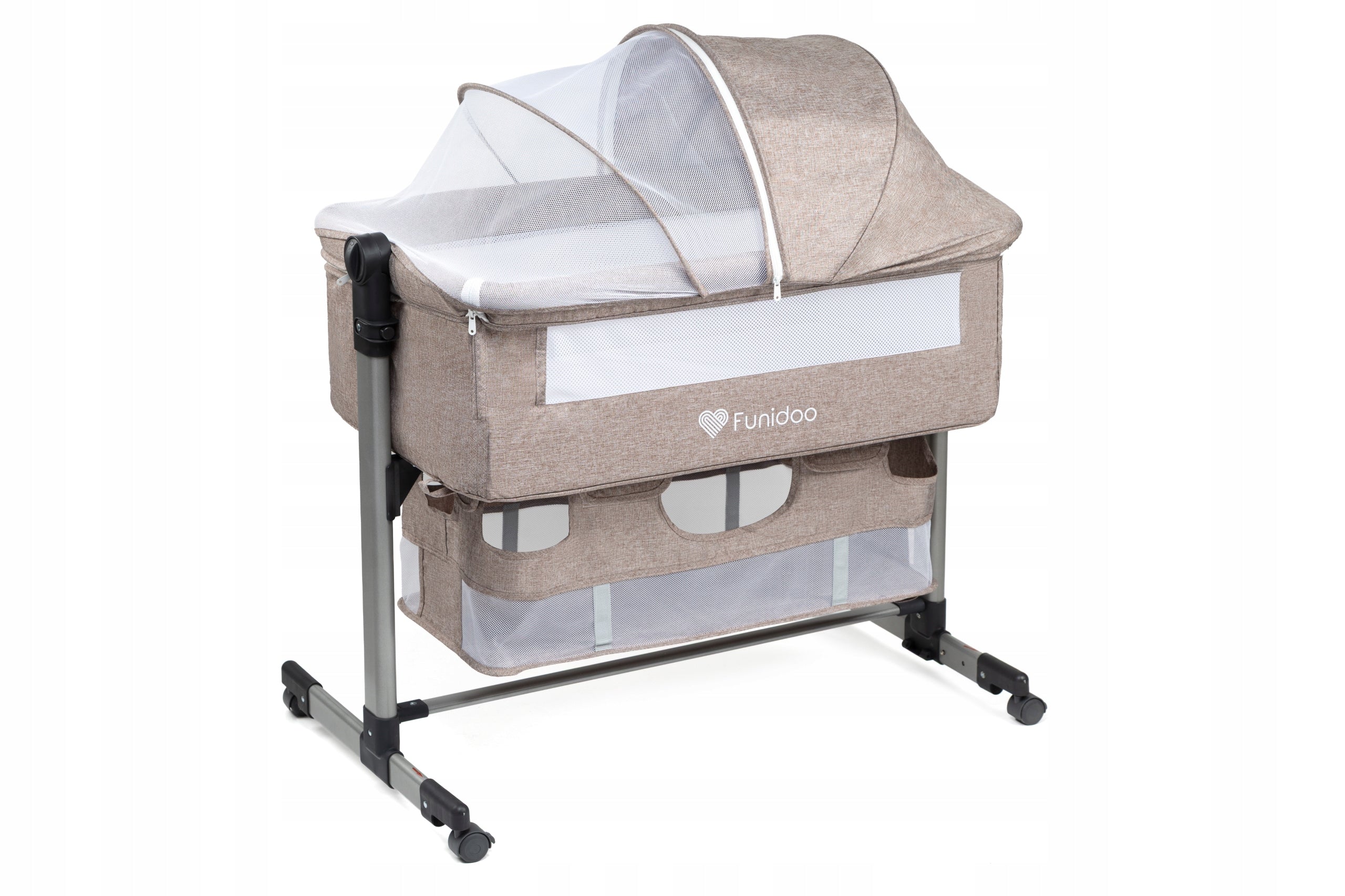 Crib with cradle function- FUNIDOO SNUG HUG- mattress, basket, beige Packaging status original