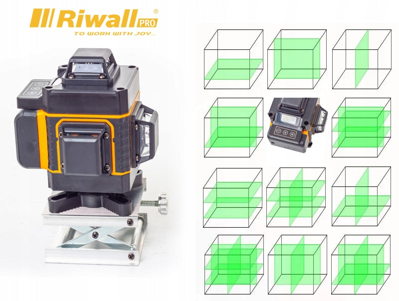 Cross laser LEVEL 4D Riwall RNP-01 16 Line Pro +Set of 25 m Maximum working range 25 m