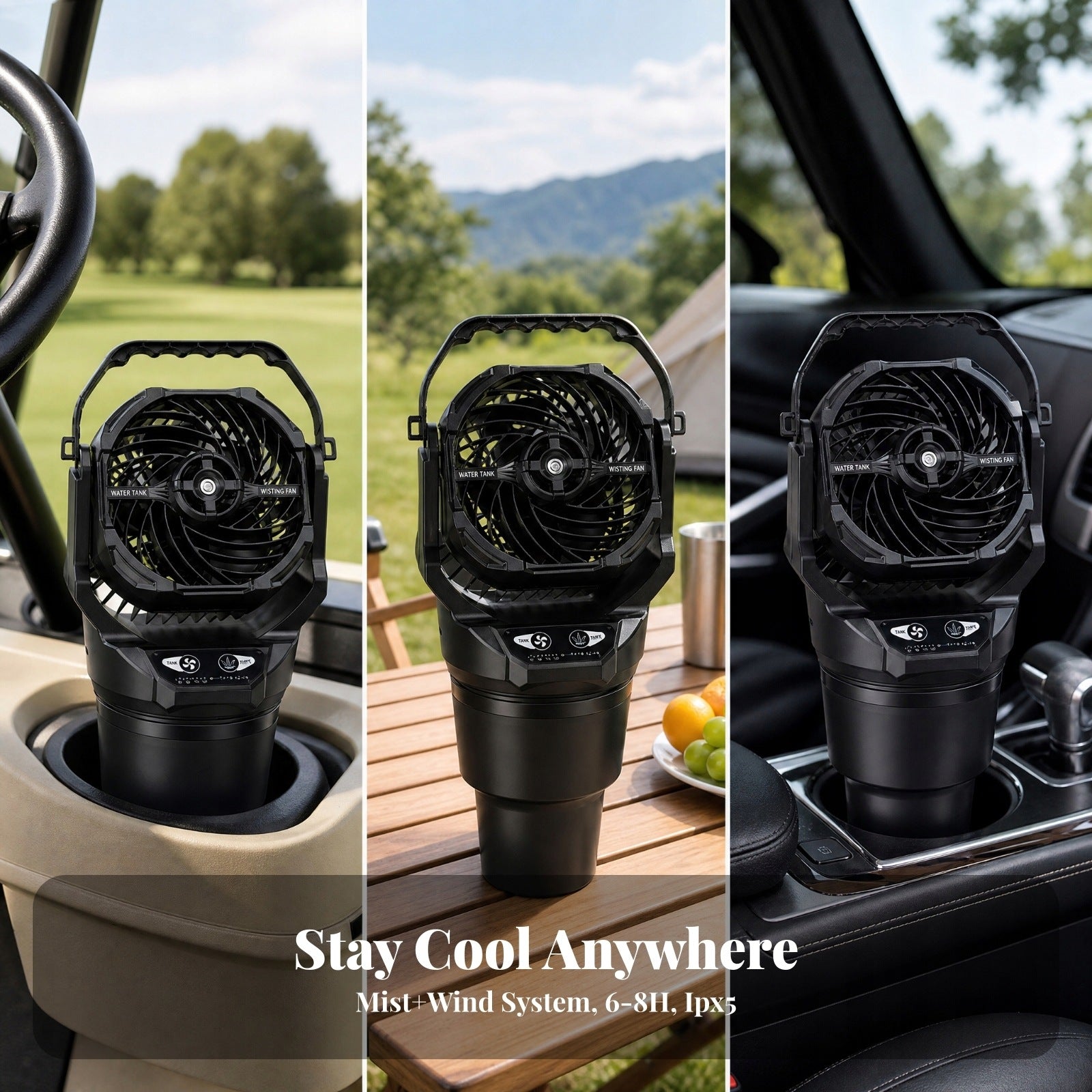 Cup-Holder Misting Fan Portable for Fishing, Boating Brand no brand