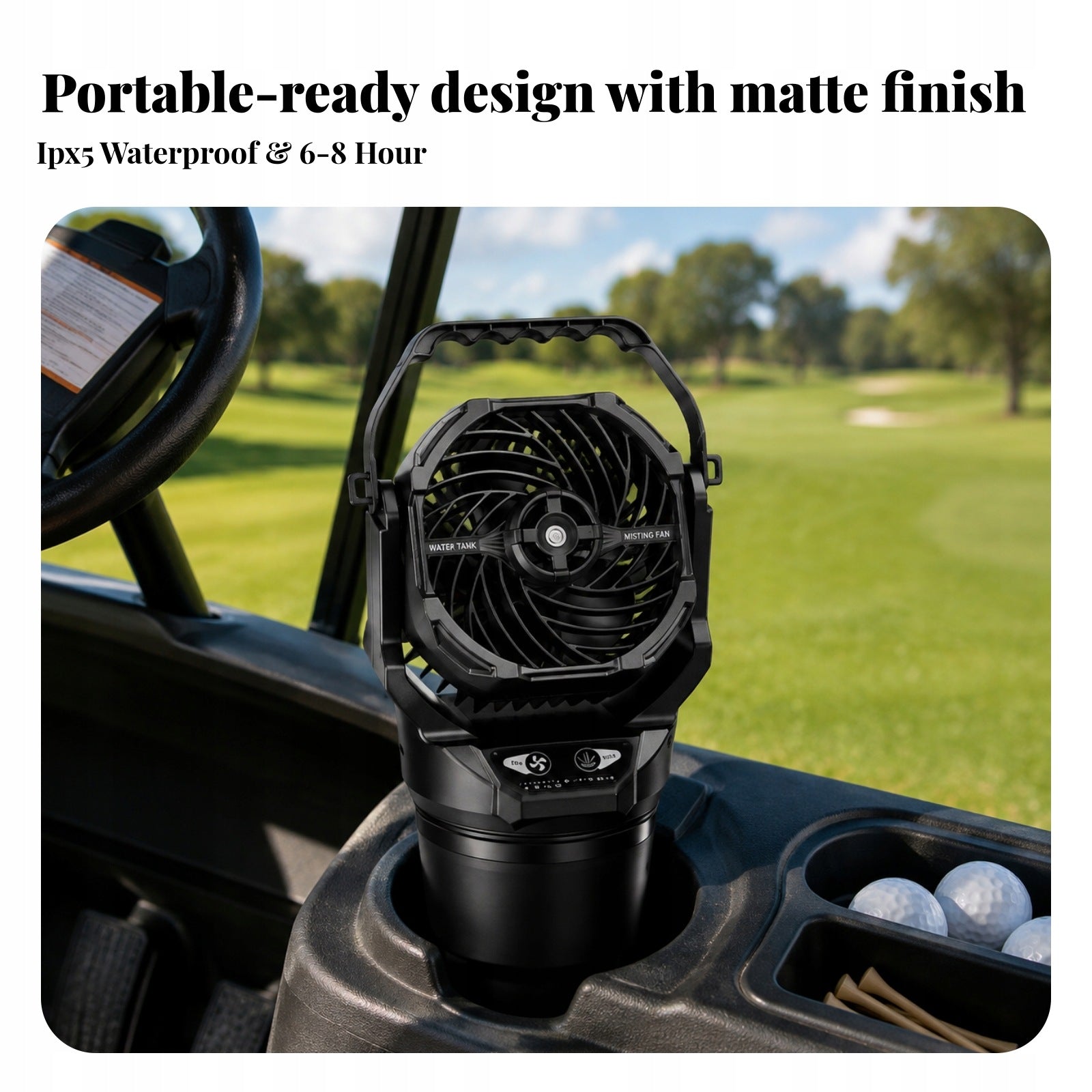 Cup-Holder Misting Fan Portable for Fishing, Boating Packaging status original