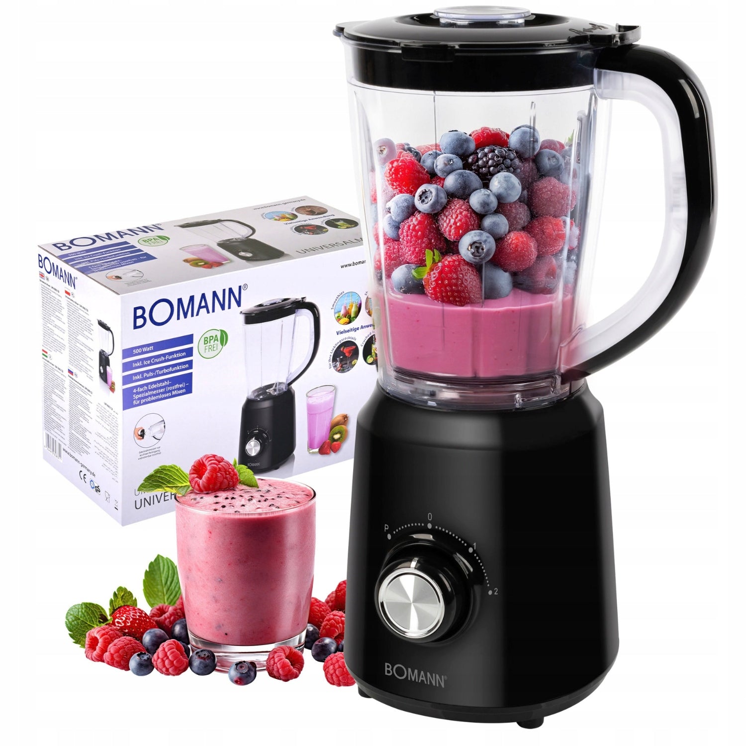 Cup blender for smoothies and cocktails Bomann UM 6091 CB ice crushing Packaging status original