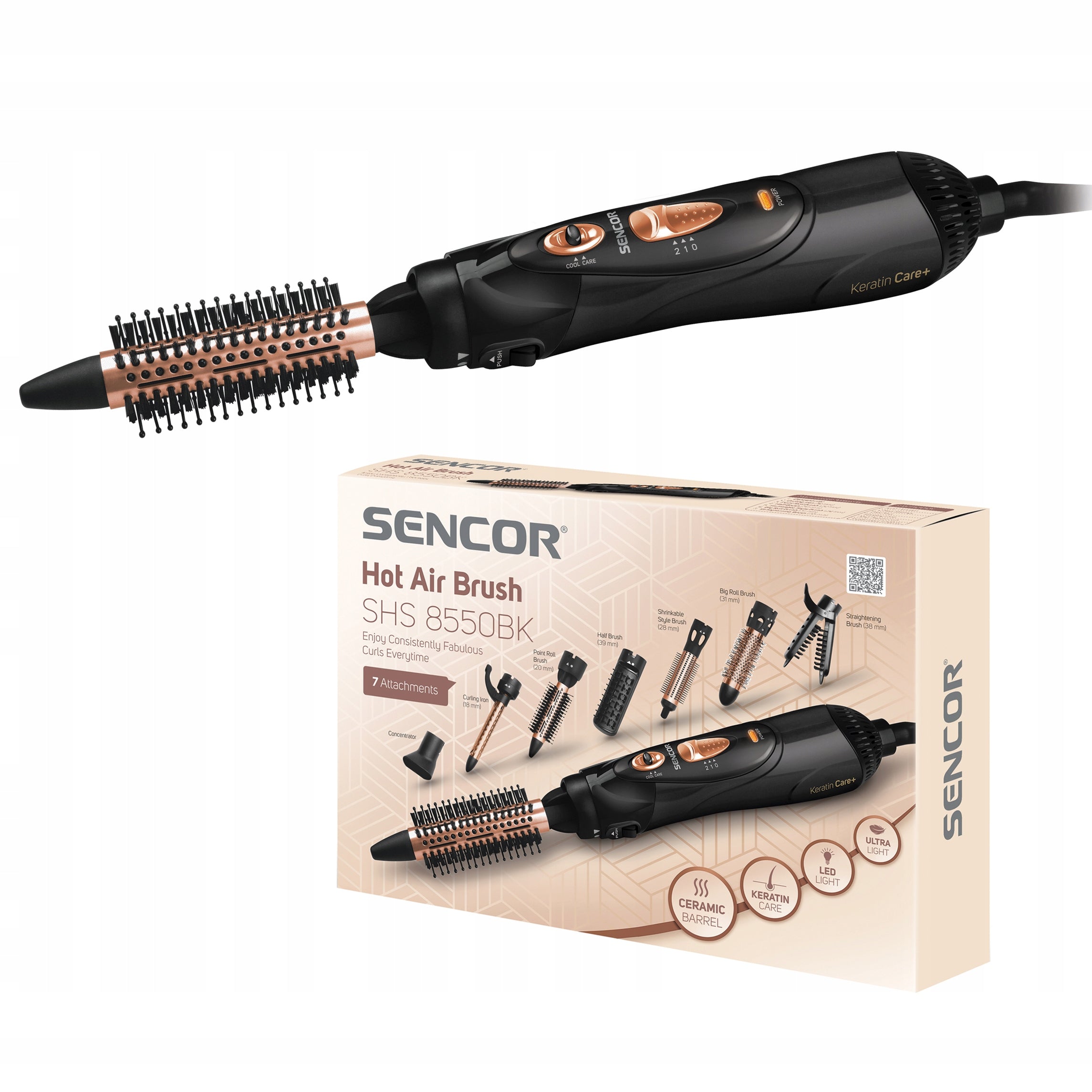 Curler Hair Dryer with Ionization SHS 8550BK + Tips Packaging status original