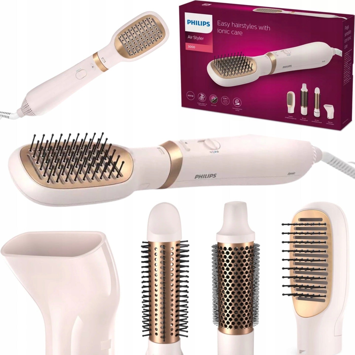 Curler-dryer Philips 800W Ceramic Thermobrush Ionization 4 Caps