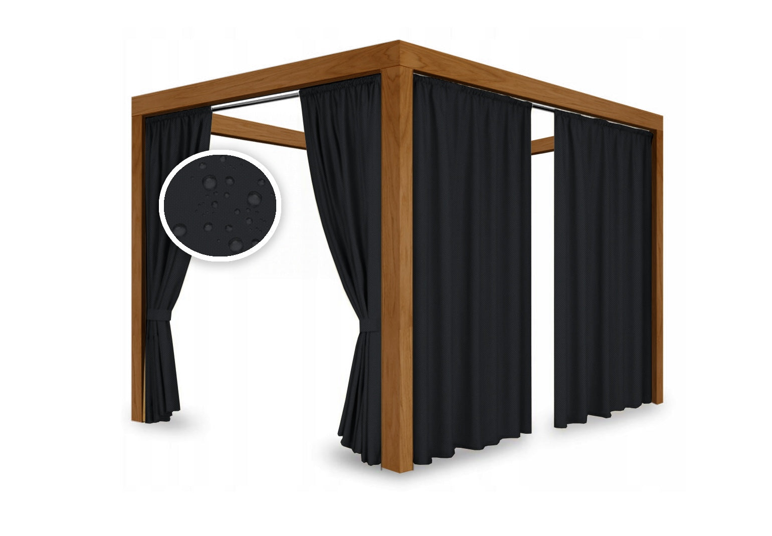 Curtains for garden terrace waterproof BLACK FOR PERGOLA ALTENA 220x155