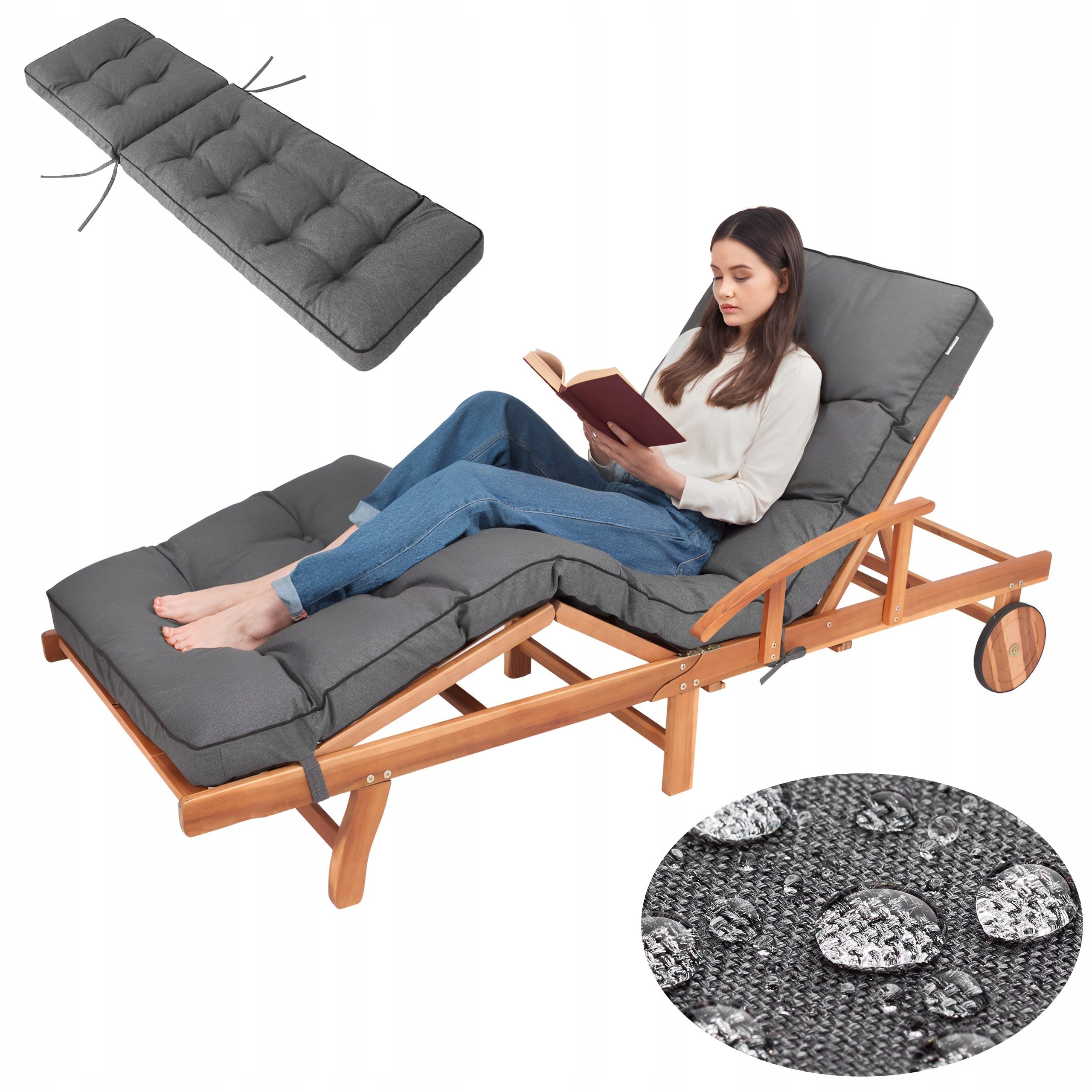 Cushion for garden lounger long - Cushion for furniture waterproof 201x55 cm