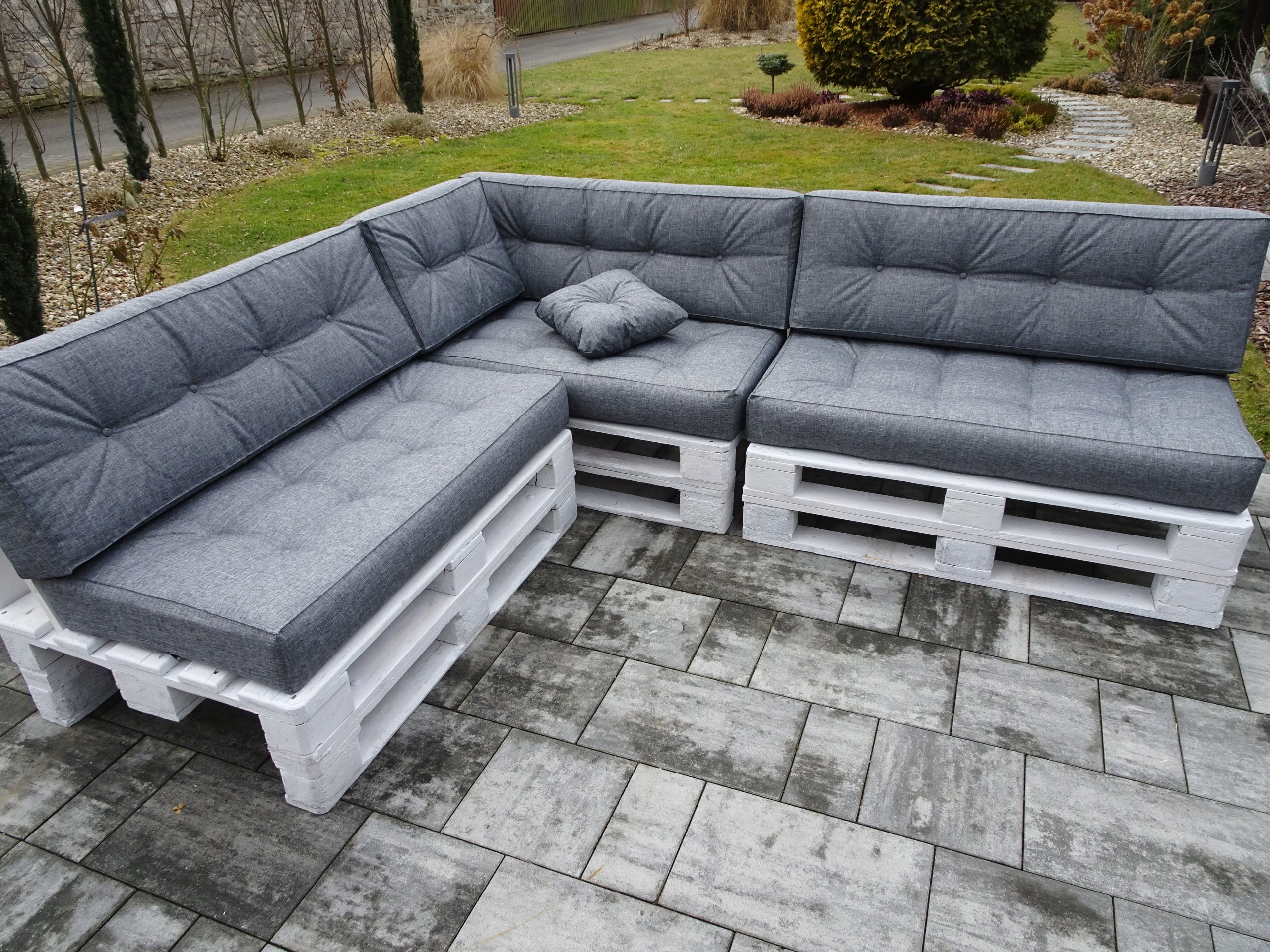 Cushions for three PALLETS set 8 pcs 120 X 60 grey STRAIGHT BACKREST Manufacturer no brand