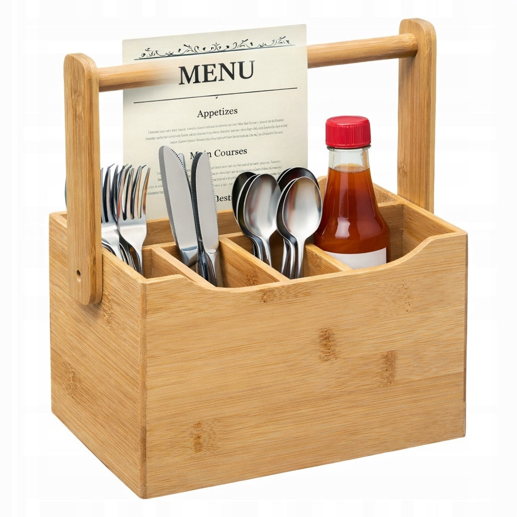 Cutlery Organizer Sauces Napkins Bamboo Napkin Holder Restaurant Pub Table