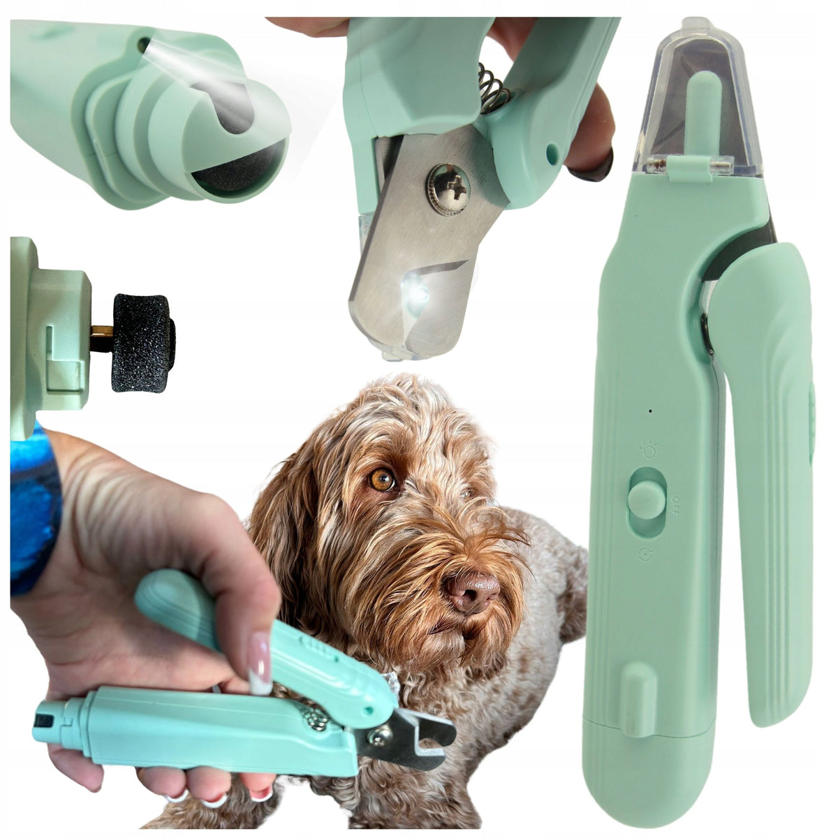 Cutter Grinder Dog Claw File LED Lighting Rechargeable Packaging status original