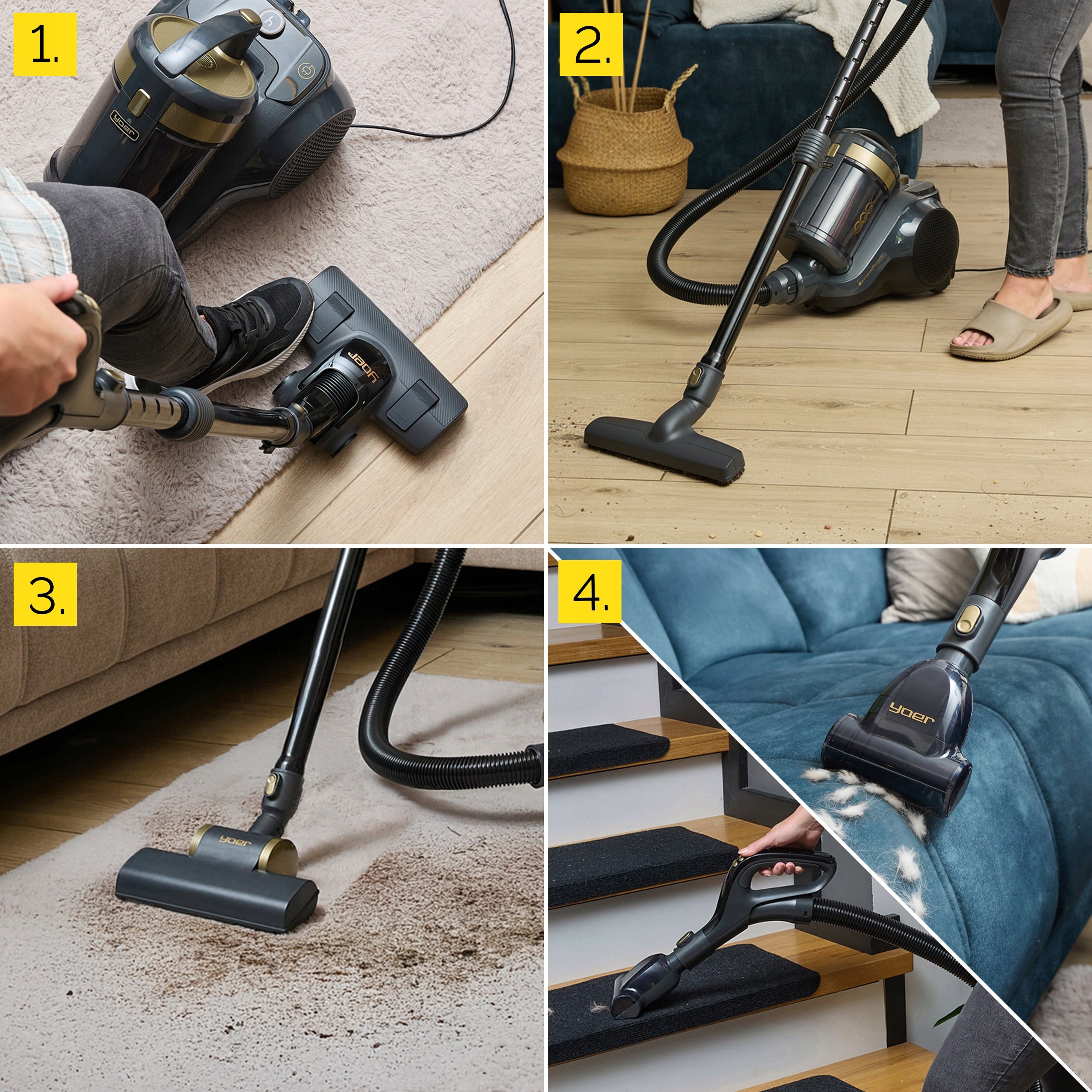 Cyclone bagless vacuum cleaner Yoer powerful 900W HEPA +Aromat 7 sockets PILOT Power rating 900 W