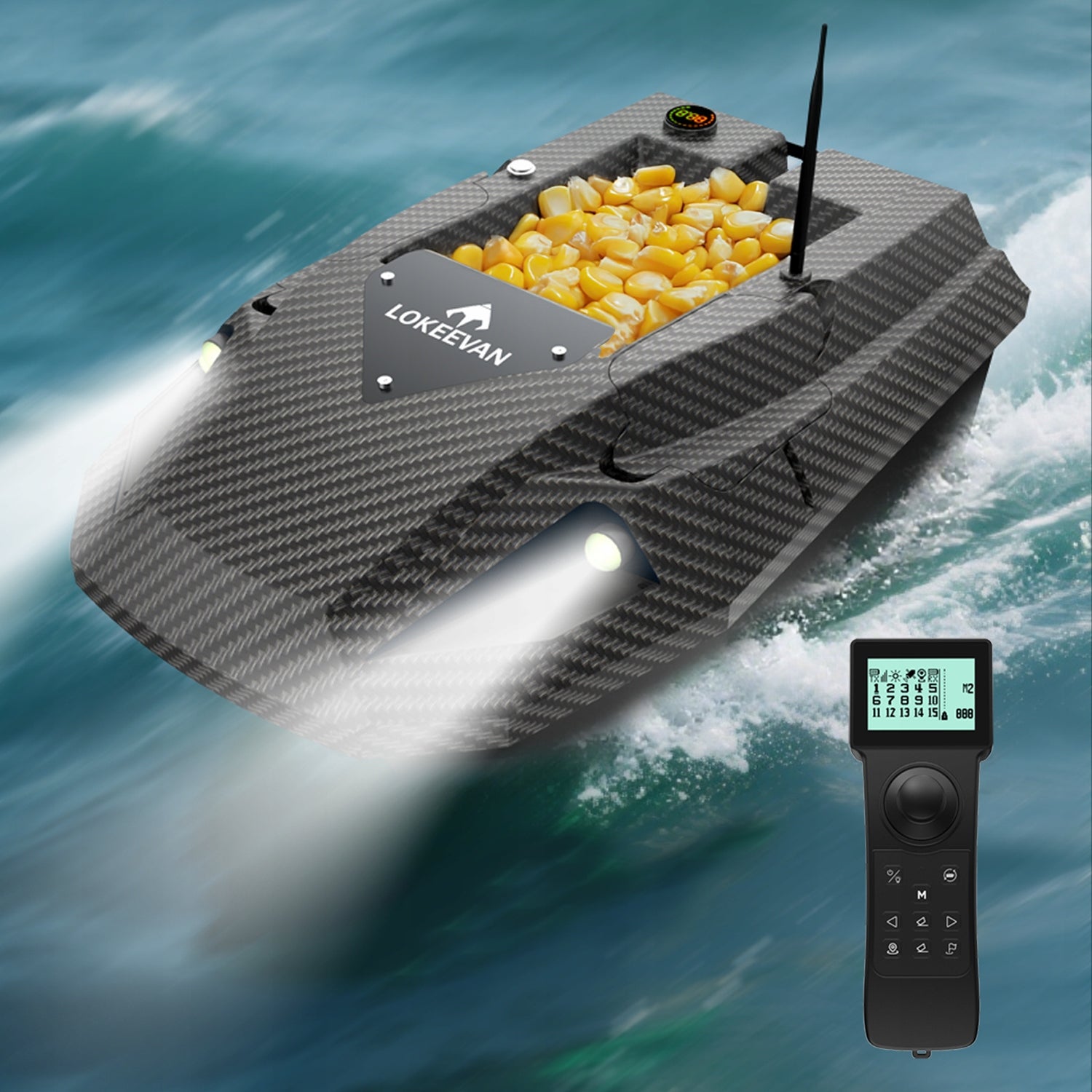 D50B GPS Remote Control Bait Boat 12V 1.7m/s 2x 15600mAh 2kg Load Packaging status original