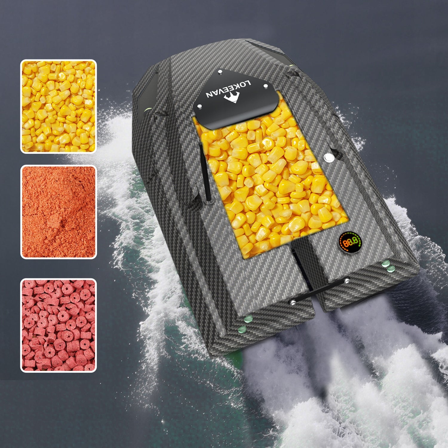 D50B GPS Remote Control Bait Boat 12V 1.7m/s 2x 15600mAh 2kg Load Weight 3400 g