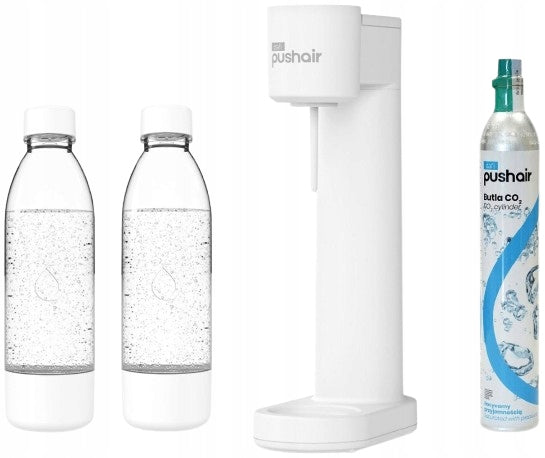 DAFI PushAir saturator with CO2 cartridge + 2 bottles for saturator 0,7 l white