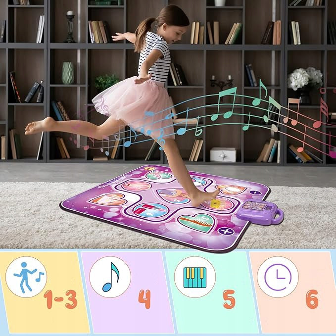 DANCE MAT FOR KIDS, DANCE PAD BUILT-IN MUSIC, GIFTS DANCE PAD FOR GIRLS 3-6 Brand no brand