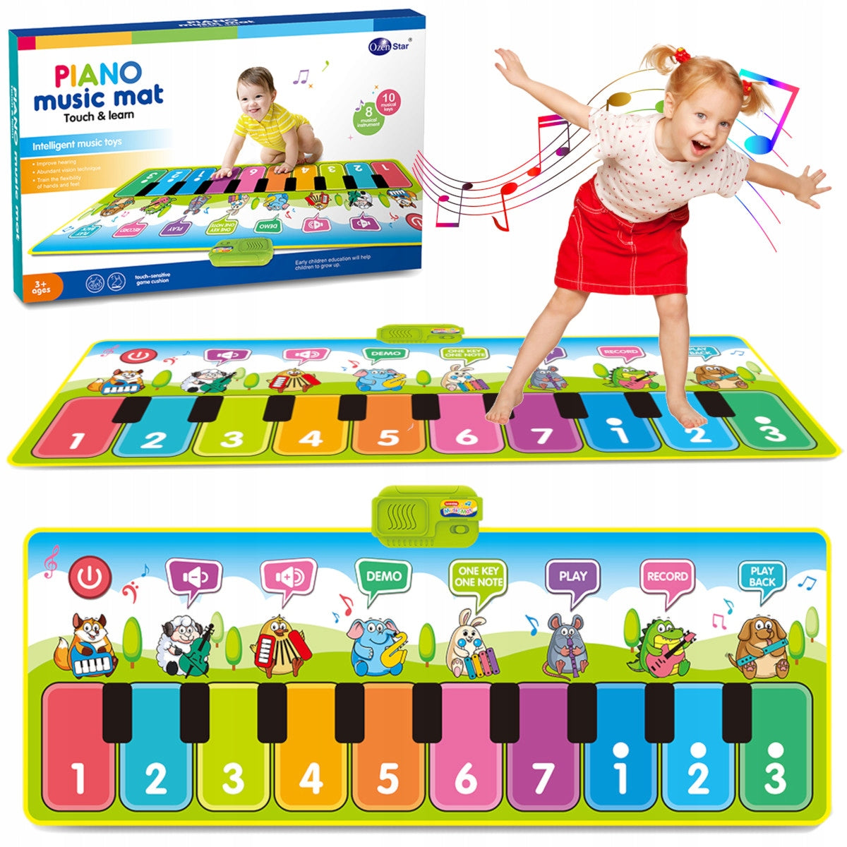 DANCE MUSIC MAT for children 130X48 cm FOR DANCING PIANO RECORDS