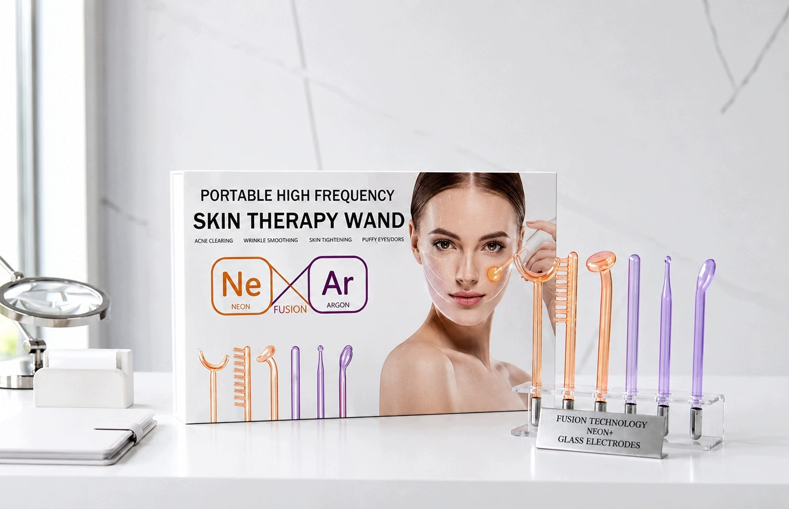 DARSONVAL OZONE THERAPY Smooth adjustment of 6 glass electrodes 30W Packaging status original
