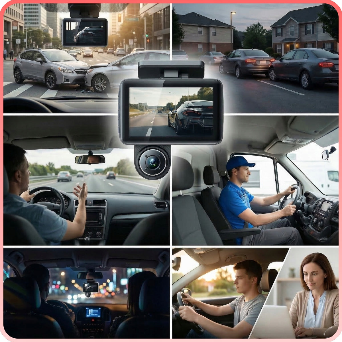 DASH CAM DRIVING VIDEO RECORDER REAR FRONT 3 CAMERAS FULL HD FHD Memory card included none