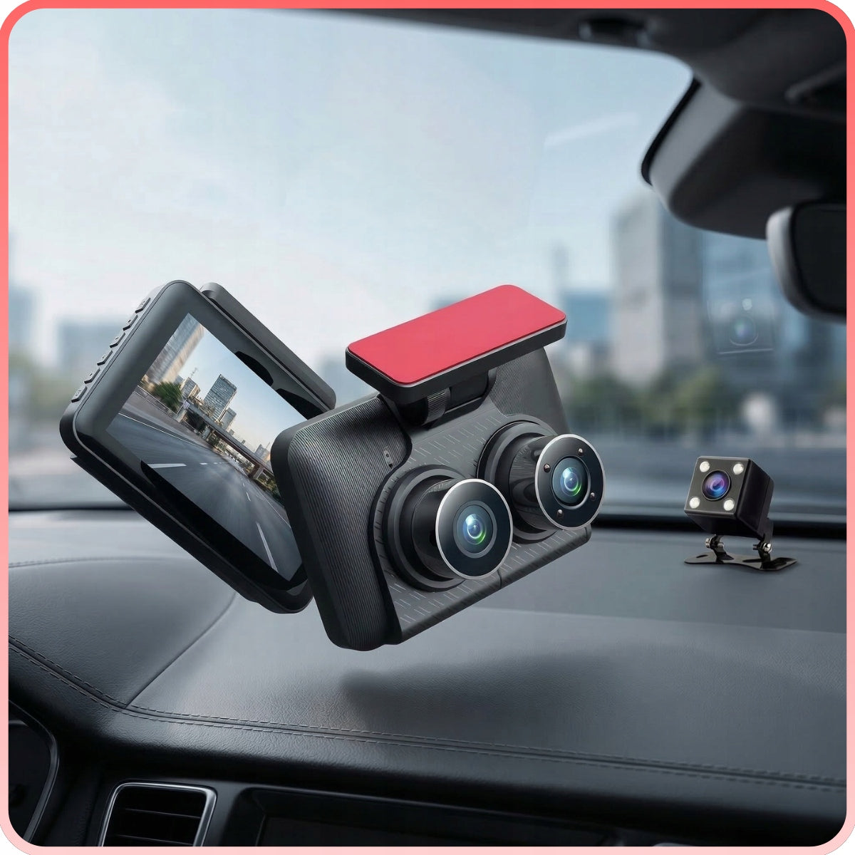 DASH CAM DRIVING VIDEO RECORDER REAR FRONT 3 CAMERAS FULL HD FHD Viewing angle 170°
