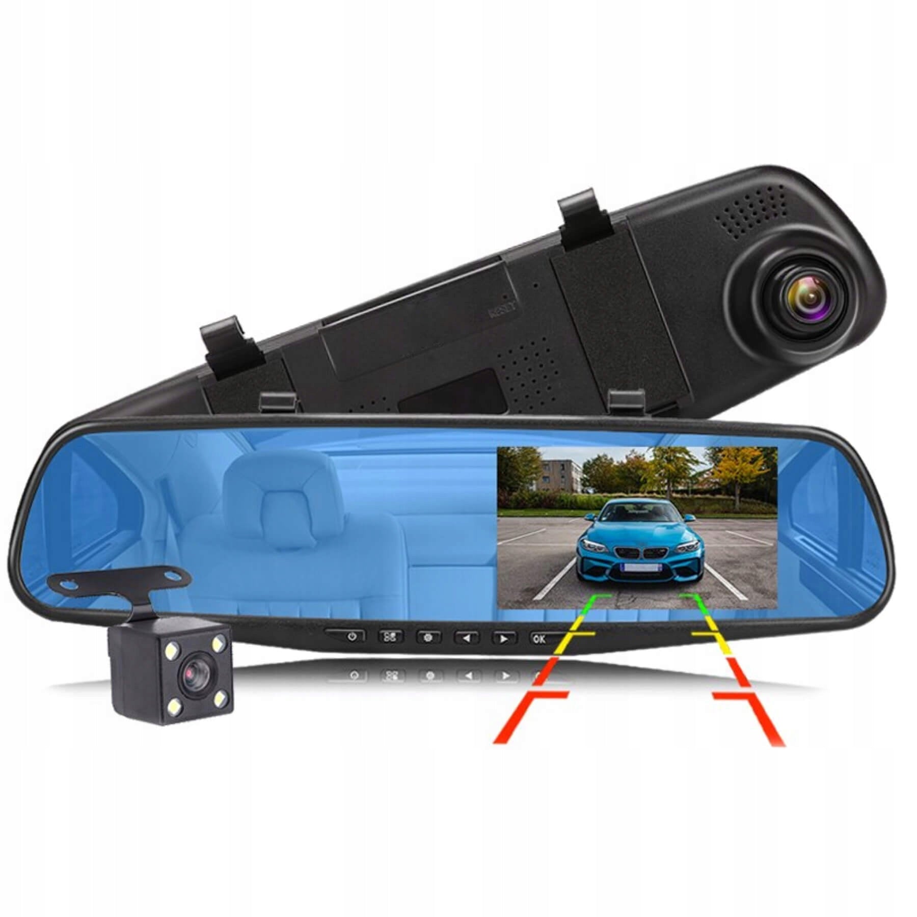 DASH CAM VIDEO RECORDER IN MIRROR DRIVING RECORDER FRONT 32GB Packaging status original
