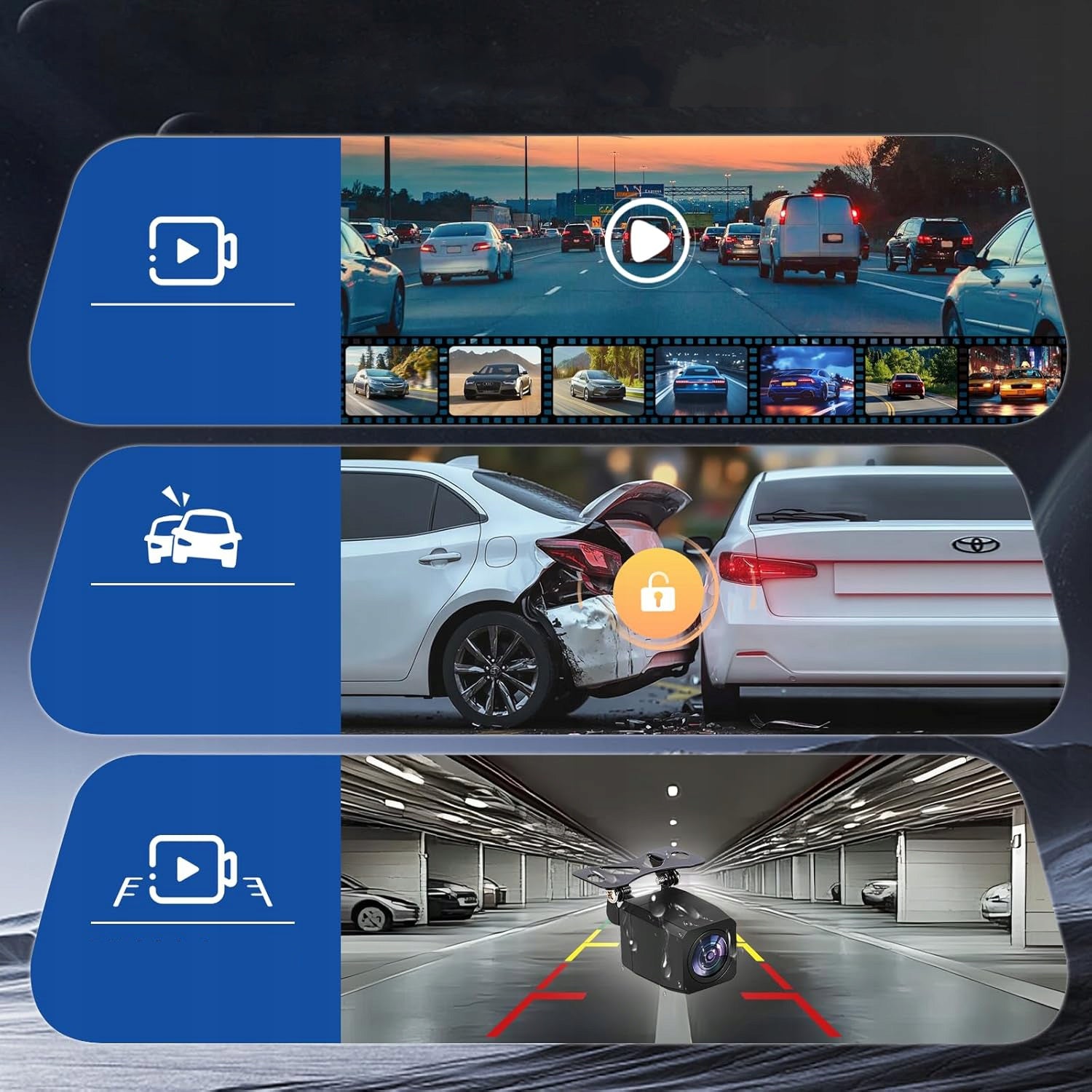 DASH CAM VIDEO RECORDER IN MIRROR VIDEO RECORDER 64GB Manufacturer code 5516