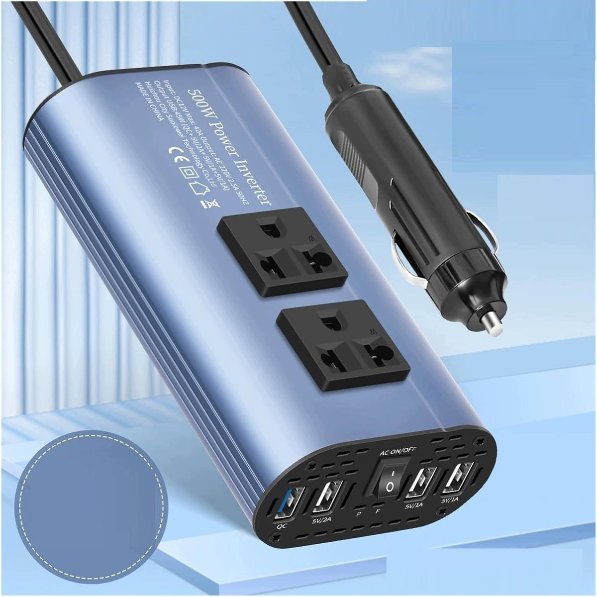 DC VOLTAGE CONVERTER 12V TO AC 220V 230V 500W Effective power 500 W
