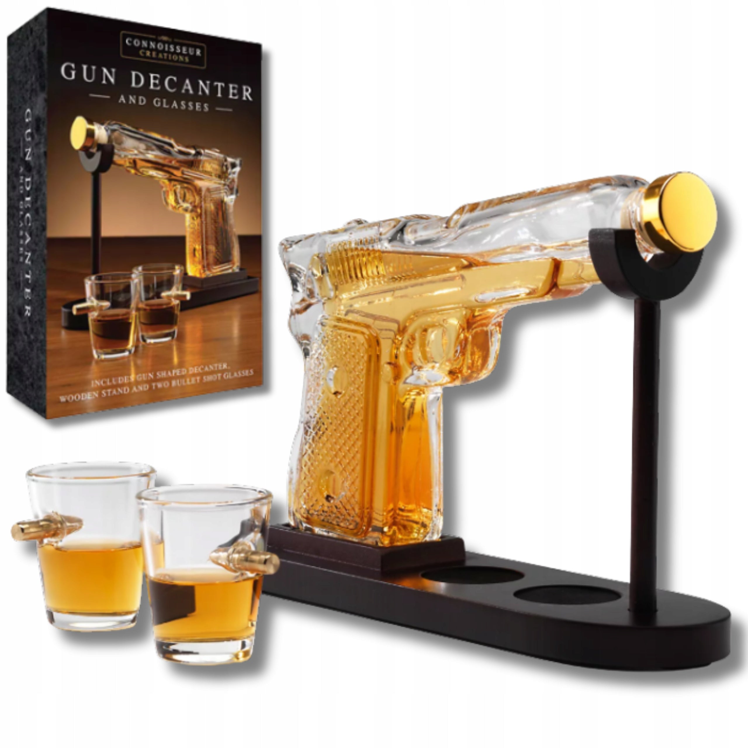 DECANTER WHISKEY GUN GIFT SET WHISKEY GLASS WITH BALL