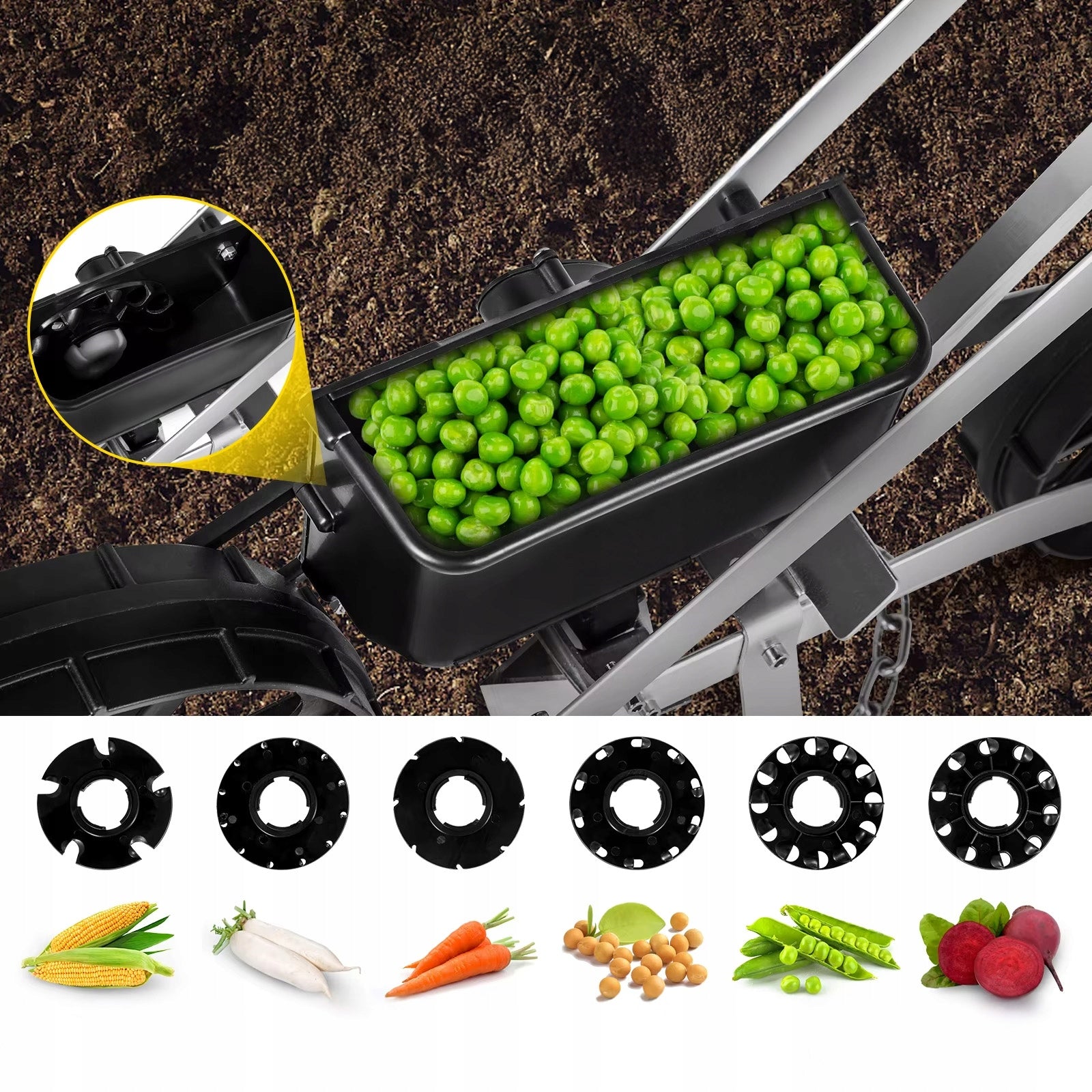 DECENT METAL GARDEN SEED DRILL WITH DIFFERENT DISCS INCLUDED Packaging status original