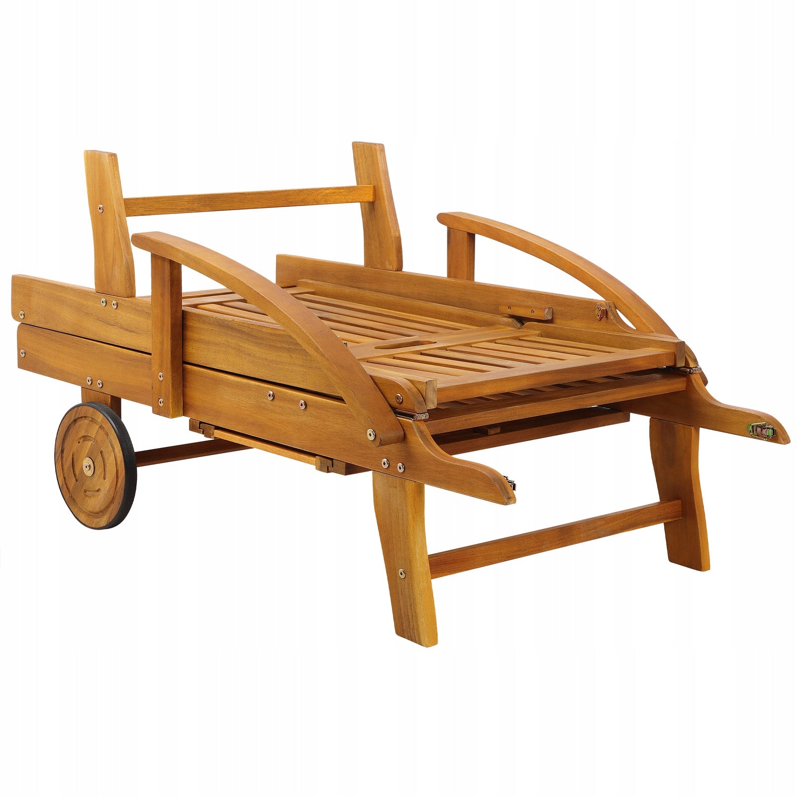 DECKCHAIR WOODEN GARDEN BALCONY TERRACE SOLID WITH DRINK HOLDERS COMFORT Brand Casaria