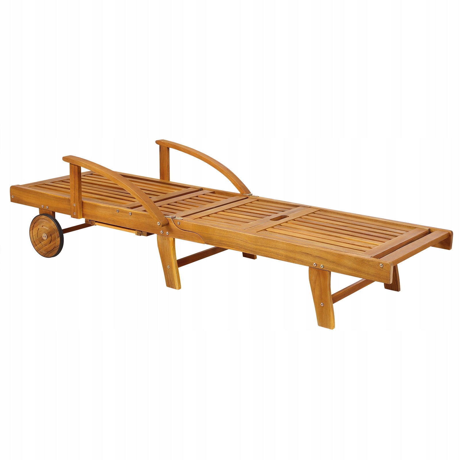 DECKCHAIR WOODEN GARDEN BALCONY TERRACE SOLID WITH DRINK HOLDERS COMFORT Model Tami Sun