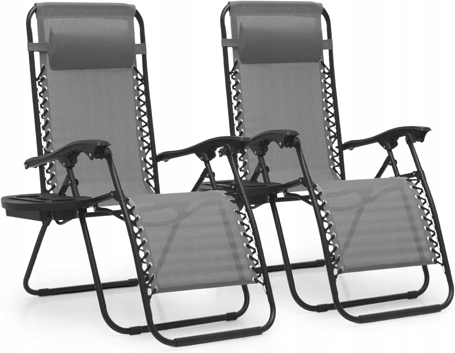 DECKCHAIR ZERO GRAVITY Folding Grey + SHELF Adjustable Comfort XXL Packaging status original