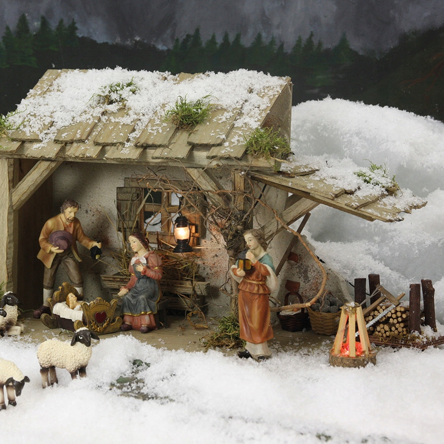 DECORATION NATIVITY SCENE FIREPLACE WITH RED LED BULB HEIGHT 5CM FOR FIGURES 7-11CM Brand Dekoprojekt