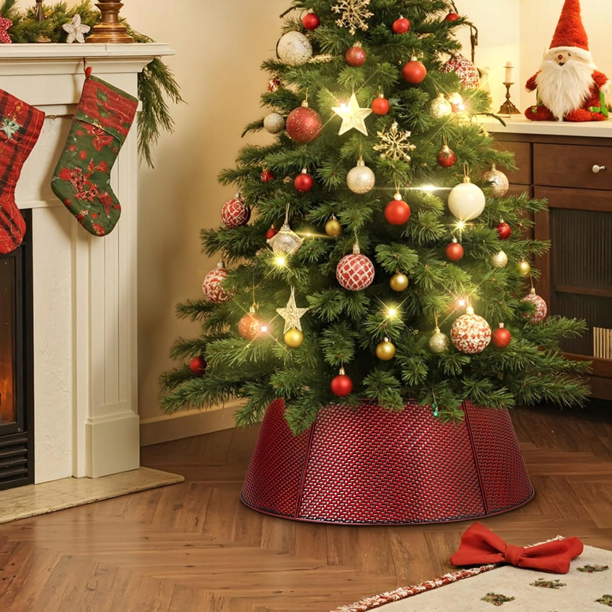 DECORATIVE CHRISTMAS TREE COLLAR Christmas tree collar stand cover d.70cm IU9 Manufacturer code kołnierz choinkowy 90cm red