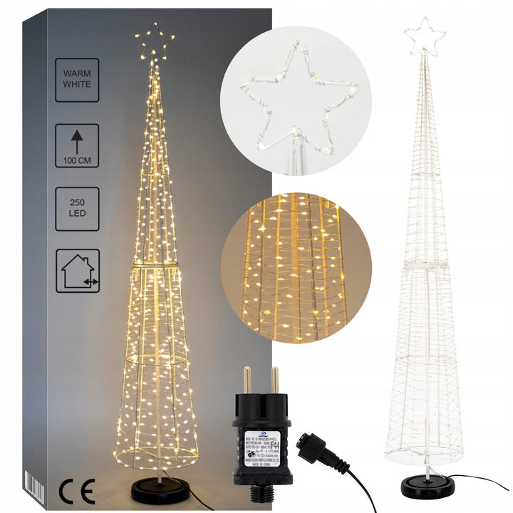 DECORATIVE CHRISTMAS TREE GLOWING LED METAL 100 cm ARTIFICIAL CHRISTMAS ORNAMENT