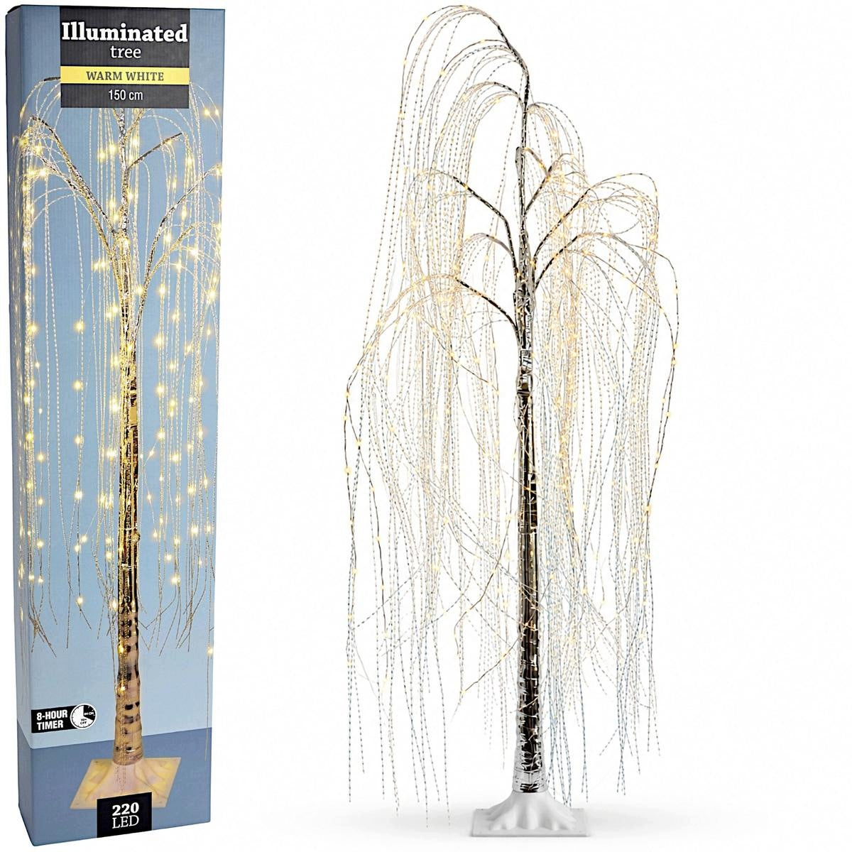 DECORATIVE TREE WILLOW 220 LED HEIGHT 150CM TIMER SILVER Manufacturer code 140822
