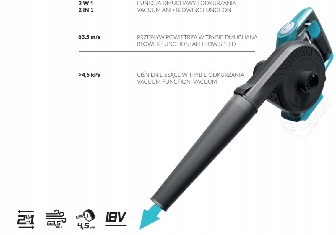 DEDRA DED7072 BLOWER/VACUUM CLEANER AKU. 18V SAS+ALL Manufacturer code 67556