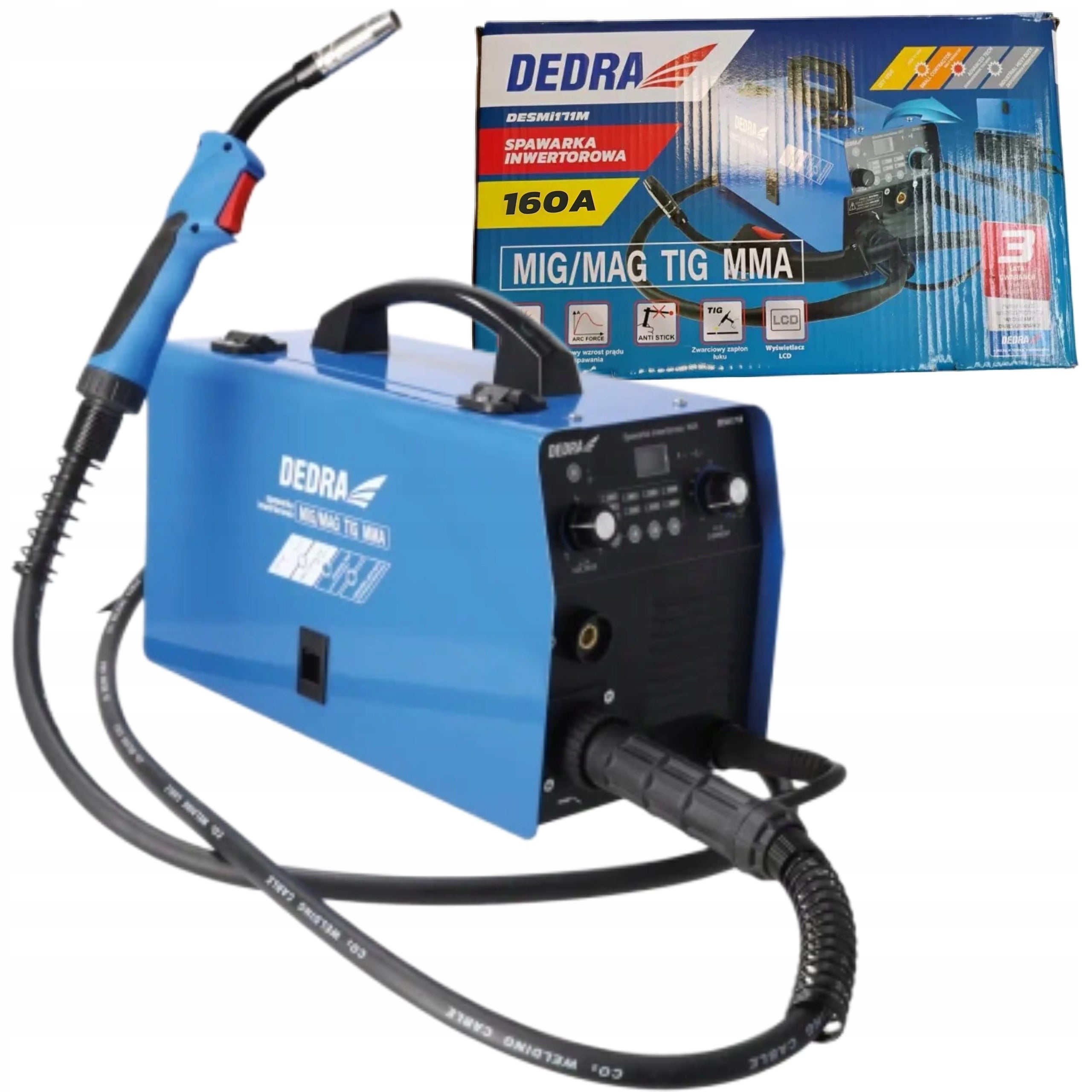 DEDRA INVERTER WELDING MACHINE 160A IGBT MIG/MAG WITH TIG MMA DESMI171M FUNCTION