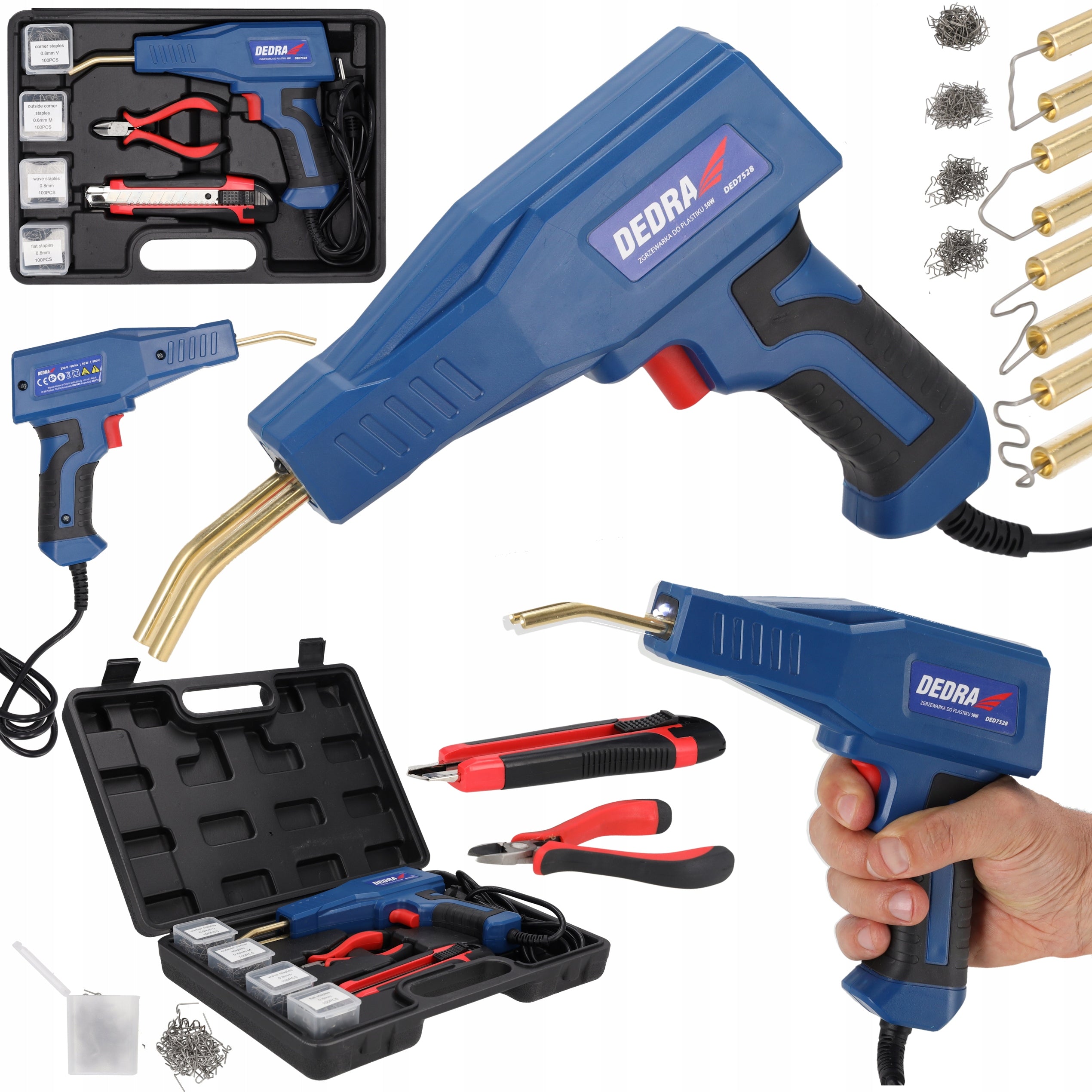DEDRA Plastic welding machine 50W temp. 500 degree staples 4x100pcs DED7528
